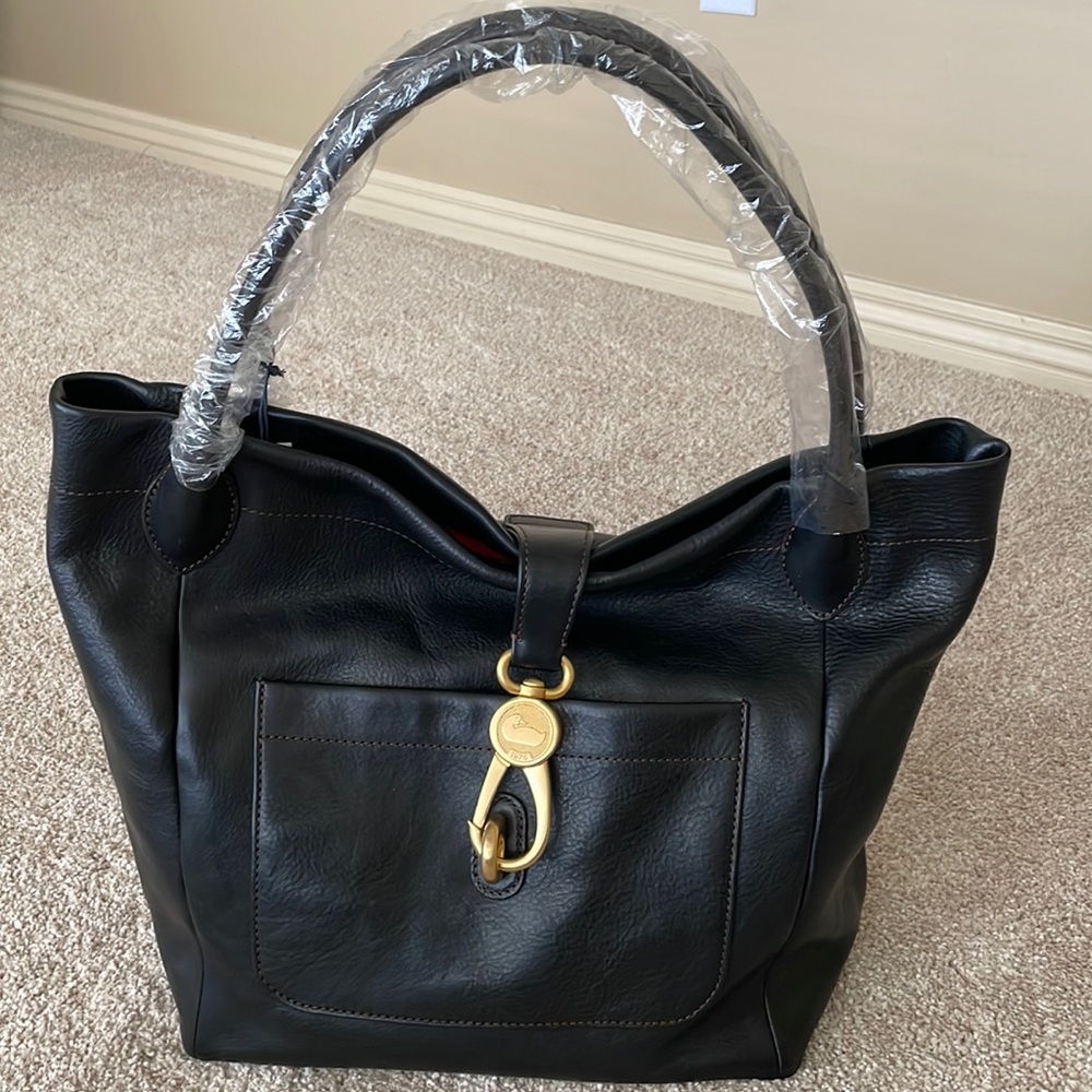 NWT Dooney and Bourke Florentine Logo Lock Tote, Black